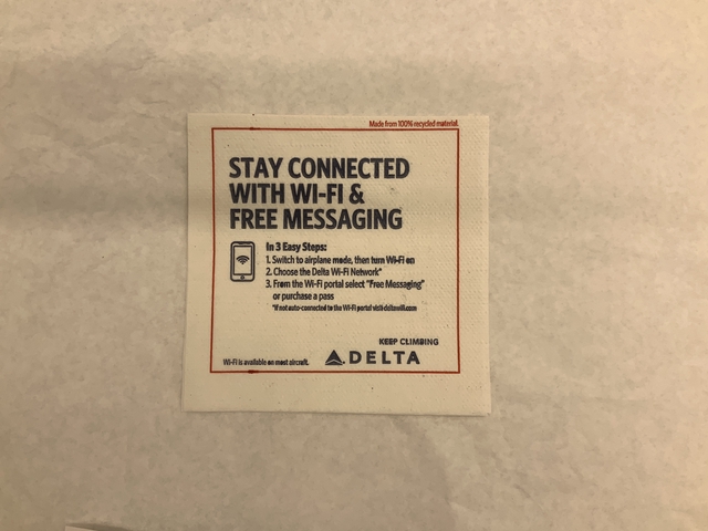 Cocktail napkin: Delta Air Lines