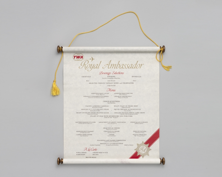 Image: menu: TWA (Trans World Airlines)