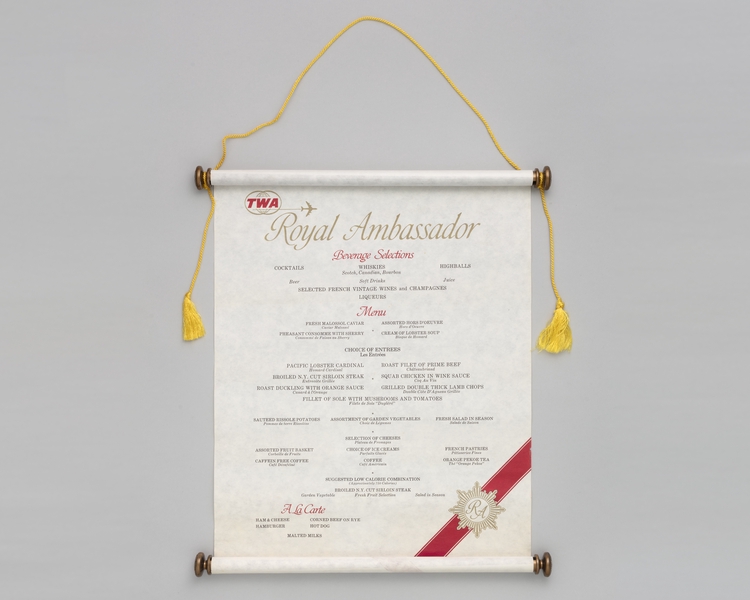 Image: menu: TWA (Trans World Airlines)