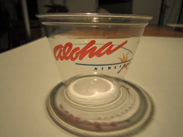 Plastic cup: Aloha Airlines