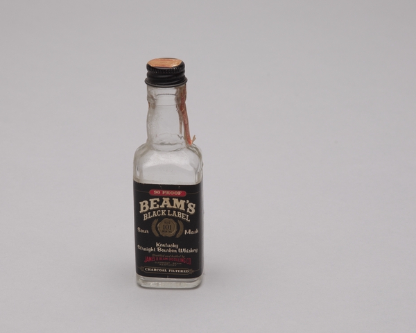 Miniature liquor bottle: Beams bourbon whiskey
