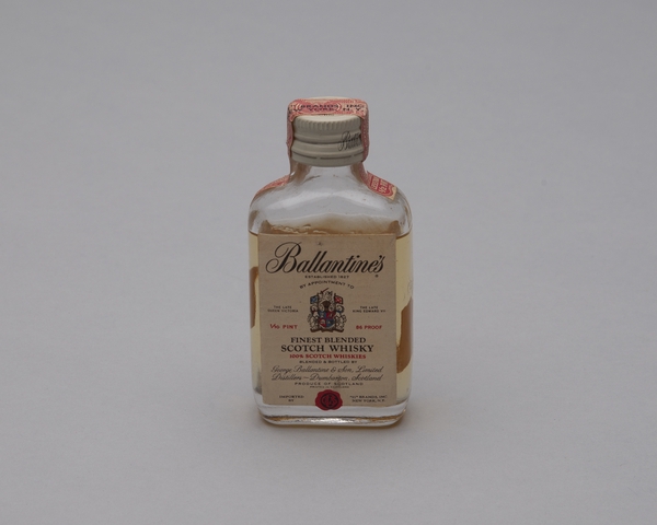 Miniature liquor bottle: Pacific Southwest Airlines (PSA), Ballantine’s Scotch Whiskey