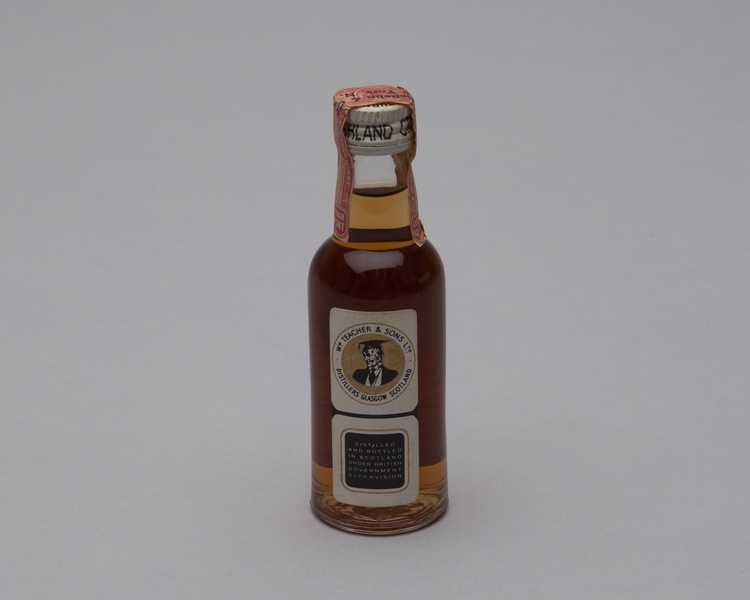 Image: miniature liquor bottle: United Air Lines, Teacher’s Scotch Whisky