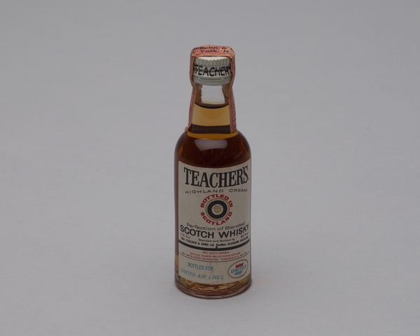 Miniature liquor bottle: United Air Lines, Teacher’s Scotch Whisky