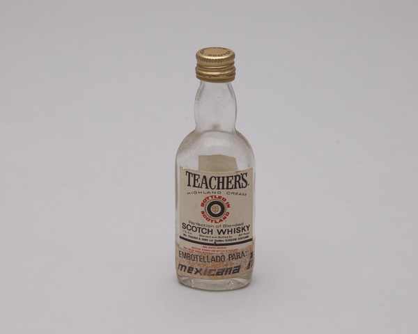 Miniature liquor bottle: Mexicana Airlines, Teacher’s Scotch Whisky