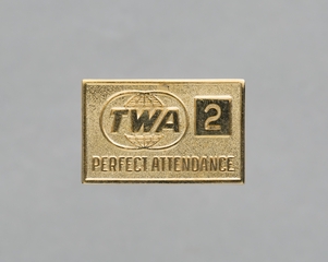 Image: service pin: TWA (Trans World Airlines), Perfect attendance