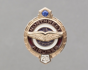 Image: service pin: Northwest Airlines, 20 years