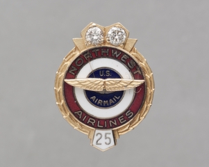 Image: service pin: Northwest Airlines, 25 years