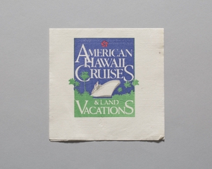 Image: cocktail napkin: American Hawaii Cruises and Land Vacations