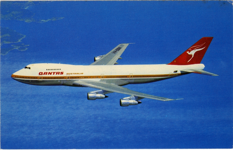 Image: postcard: Qantas Airways, Boeing 747B