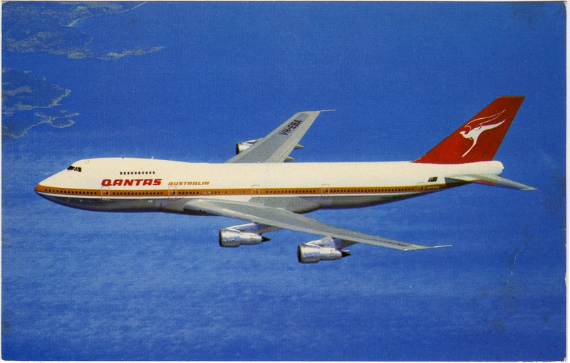 Image: postcard: Qantas Airways, Boeing 747-200B