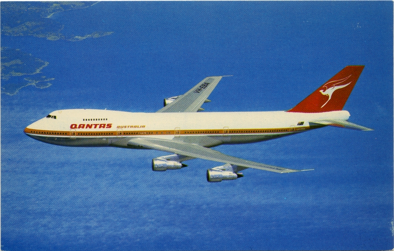 Image: postcard: Qantas Airways, Boeing 747B