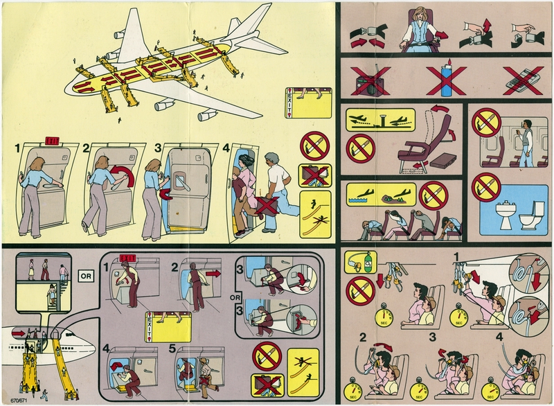 Image: safety information card: Tower Air, Boeing 747-100