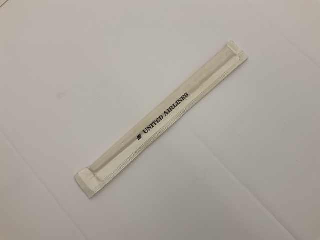 Chopsticks with sleeve: United Airlines