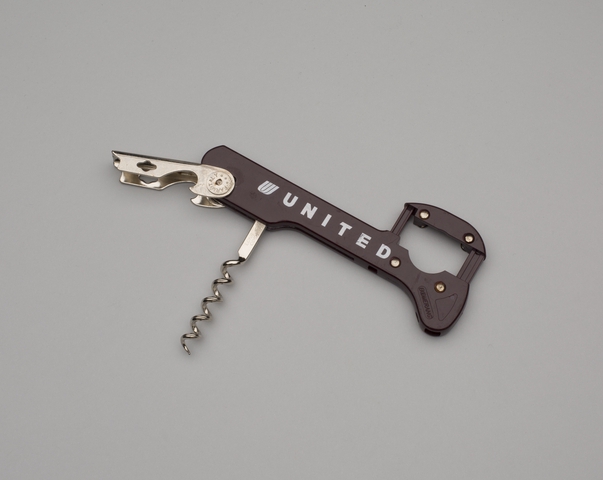 Corkscrew and bottle opener: United Airlines
