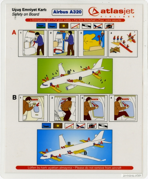 Image: safety information card: Atlasjet Airlines, Airbus A320