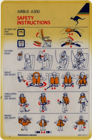 Safety information card: Australian Airlines, Airbus A300