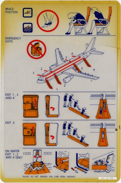 Image: safety information card: Australian Airlines, Airbus A300