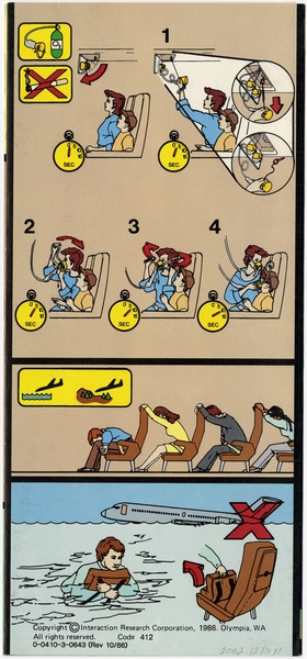Image: safety information card: Northwest Orient Airlines, Douglas DC-9 Series 10