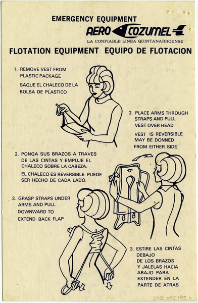 Image: safety information card: Aero Cozumel, Fairchild F-27