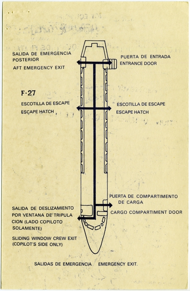 Image: safety information card: Aero Cozumel, Fairchild F-27