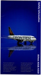 Image: safety information card: Frontier Airlines, Airbus A318 / A319