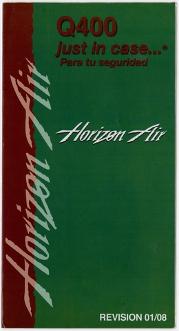 Safety information card: Horizon Air, de Havilland DHC-8 Dash 8 Q400
