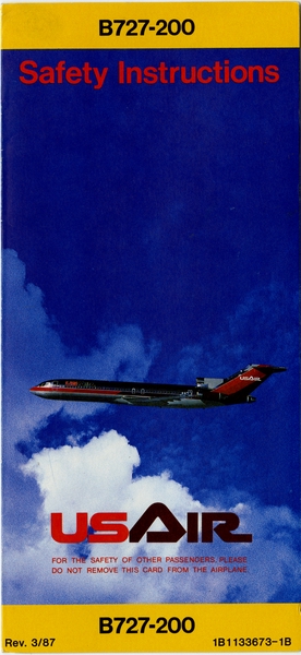 Image: safety information card: USAir, Boeing 727-200