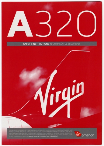 Safety information card: Virgin America, Airbus A320