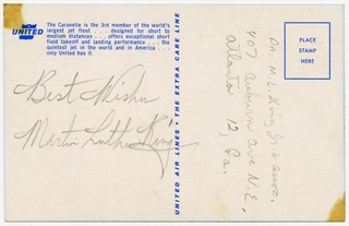 Image: souvenir autograph: United Air Lines, Sandra L. Herrmann, Martin Luther King, Jr.