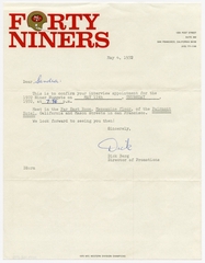 Image: correspondence: United Air Lines, Sandra L. Herrmann, San Francisco 49ers