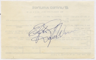 Image: souvenir autograph: United Airlines, Sandra L. Herrmann, Elizabeth Taylor Warner