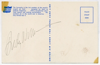 Image: souvenir autograph: United Air Lines, Sandra L. Herrmann, Judy Garland