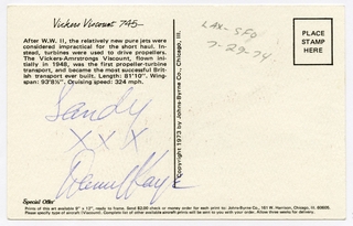 Image: souvenir autograph: United Airlines, Sandra L. Herrmann, Danny Kaye