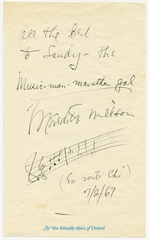 Image: souvenir autograph: United Air Lines, Sandra L. Herrmann, Meredith Willson