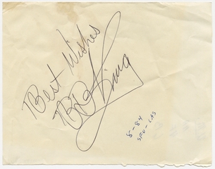 Image: souvenir autograph: United Airlines, Sandra L. Herrmann, B. B. King