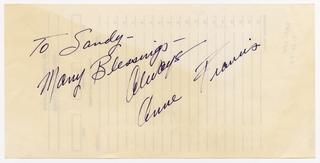 Image: souvenir autograph: United Airlines, Sandra L. Herrmann, Anne Francis