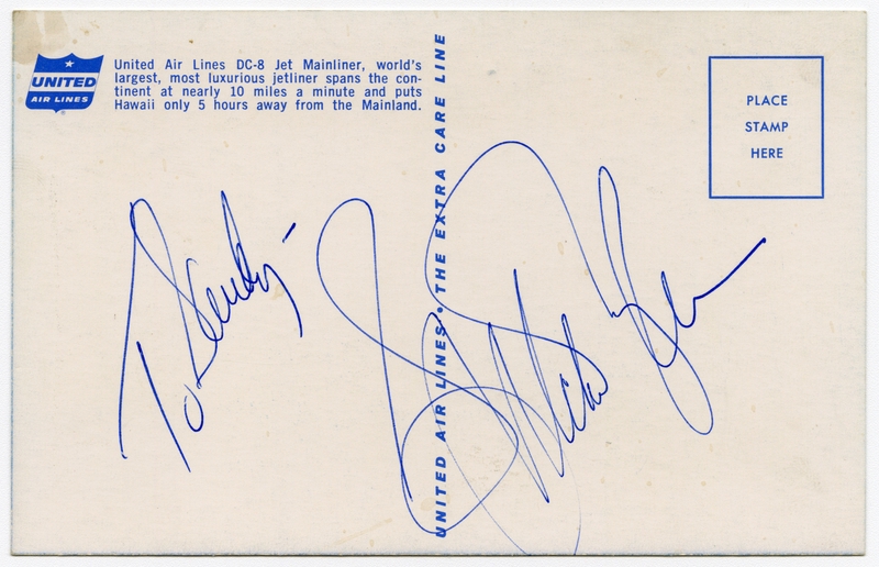 Image: souvenir autograph: United Air Lines, Sandra L. Herrmann