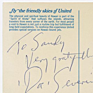 Objects | souvenir autograph: United Air Lines, Sandra L. Herrmann