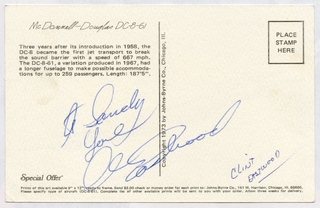 Image: souvenir autograph: United Airlines, Sandra L. Herrmann, Clint Eastwood