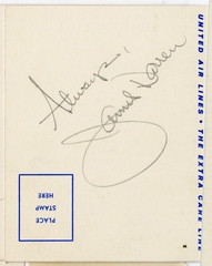 Image: souvenir autograph: United Air Lines, Sandra L. Herrmann, James Darren