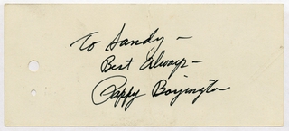 Image: souvenir autograph: United Air Lines, Sandra L. Herrmann, Pappy Boyington