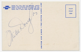 Image: souvenir autograph: United Air Lines, Sandra L. Herrmann, Mike Douglas