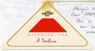 Image: scrapbook document: United Air Lines, Sandra L. Herrmann, Abigail Van Buren