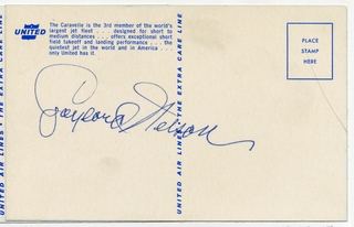 Image: souvenir autograph: United Air Lines, Sandra L. Herrmann, Gaylord Nelson