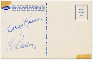 Image: souvenir autographs: United Air Lines, Sandra L. Herrmann, Harvey Kuenn, Ed Bailey