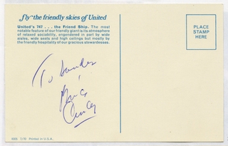 Image: souvenir autograph: United Air Lines, Sandra L. Herrmann