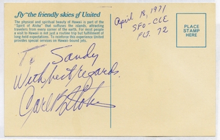 Image: souvenir autograph: United Air Lines, Sandra L. Herrmann