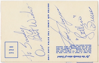 Image: souvenir autographs: United Air Lines, Sandra L. Herrmann, Homer Haynes, Jethro Burns
