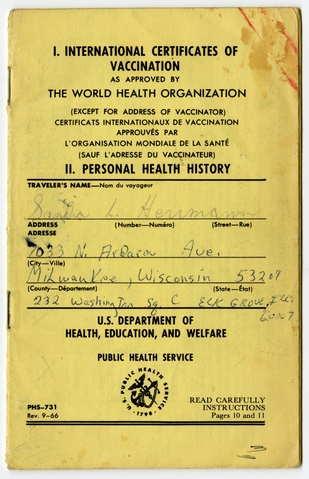 Vaccination certificate: World Health Organization, Sandra L. Herrmann